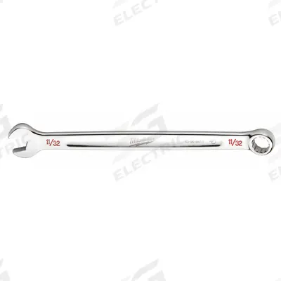 MILWAUKEE Combination Wrench: Chrome Vanadium Steel, Chrome, 11/32 in Head Size - SAE 12-Point Combination Wrenches
