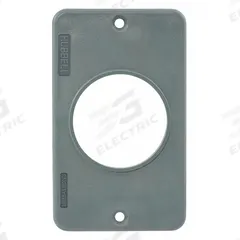HUBBELL WIRING DEVICE-KELLEMS Outlet Box Plate: Portable Outlet Box Cover, Single Receptacles, 3R (MPN HBL3055). Key specifications — Color: Gray; Brand: HUBBELL WIRING DEVICE-KELLEMS.