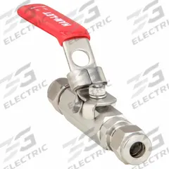 HAM-LET Manual Two-Way Ball Valve: 1/4 in, Stainless Steel, Straight, Compression x Compression (MPN H-700-SS-L-8MM-T-LD). Key specifications — Brand: HAM-LET; Handle: Locking Lever.