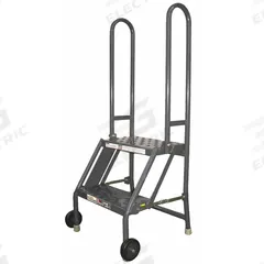 TRI-ARC Rolling Ladder: 1.7 ft Platform Ht, Unassembled, No Locking Mechanism, Steel (MPN KDMF102166). Key specifications — Color: Gray; Brand: TRI-ARC; Handrail Configuration: Double Handrails; Rear Chain: None.