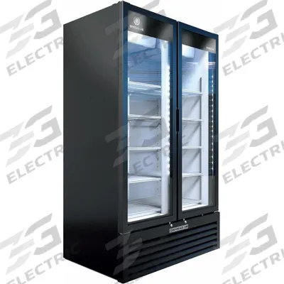 BEVERAGE-AIR Refrigerated Merchandiser: 78 3/8 in x 47 1/8 in x 29 1/4 in, Black - Glass Door Refrigerator Merchandisers