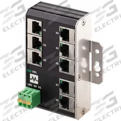 MURRELEKTRONIK Ethernet switch: Unmanaged, Wall, 8 Ports, RJ45, 100 mbps/Ethernet, IP20 (MPN 58903). Key specifications — Port Type: RJ45; Manufacturer Part Number: 58903; Brand: MURRELEKTRONIK; Features: Auto-Negotiation; IP Rating: IP20; Product Type: Ethernet Switch; Mounting Location: Wall; Network Interface: 100 mbps.