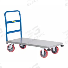 LITTLE GIANT Platform Truck: 3,600 lb, 60 in L x 24 in W x 11 in H Deck, Solid, 12 ga Deck, Smooth (MPN NCB-2460-8PYBK). Key specifications — Side Panel Type: No Side Panels; Brand: LITTLE GIANT; Color: Gray; Caster/Wheel Configuration: (2) Rigid.