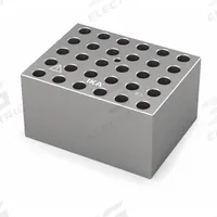 IKA Dry Block: Anodized Aluminum, 3 3/4 in Overall Wd, 3 in Overall Lg, 30 Wells, 8 1/4 mm Well Dia (MPN 4468600). Key specifications — Product Type: Dry Block Heater; Includes Thermometer Well: Yes; Material: Anodized Aluminum; Brand: IKA.