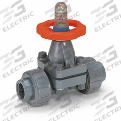 HAYWARD Diaphragm Valve: 1/2 in, PVC, 2-Way, NPT x Socket, 150 psi Max Pressure (CWP), FPM (MPN DAB1005UFF). Key specifications — Diaphragm Material: FPM; Special Features: Position Indicator; Brand: HAYWARD.