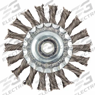 APPROVED VENDOR Wire Wheel Brush: Twisted Steel, 4" Dia x 1/2" Wd, 3/8"-24 Arbor - Heavy-Cleaning Brushes for Contoured Carbon Steel Surfaces