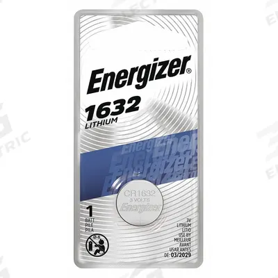 ENERGIZER Coin Cell Battery: 1632 Battery Size, Lithium / Manganese Dioxide, 130 mAh Capacity - Disposable Coin & Button Batteries