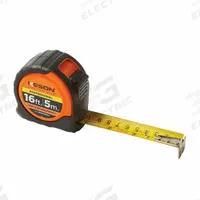 KESON Tape Measure: Nonmagnetic Single Hook Tip, 16 ft / 5 m, Plastic with Rubberized Grip (MPN PGPRO18M16V). Key specifications — attr935324: KESON; attr942259: High-Visibility Orange; attr935326: Finger Brake; attr935328: 1/16 in; attr935329: Inches; attr935337: Metric/SAE; attr936607: Manual Lock; attr985315: 5 m or less.