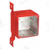RACO Electrical Box: Steel, Steel - Red Boxes for Life Safety Alarm Circuits Material & Nominal Size (MPN 911-1). Key specifications — Brand: RACO; Bracket Style: Stud Side, Raised; Clamp Style: Without Clamps.