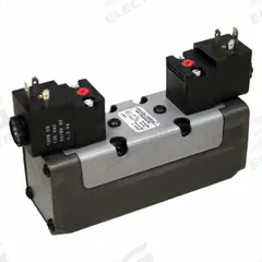 AVENTICS Solenoid Air Control Valve: Series CERAM, Double Solenoid, Five-Way / Three-Position (MPN R432006058). Key specifications — attr1076671: Internal Pilot; attr1076694: Detent; attr1076684: Non-Locking; attr1076708: 110V AC; attr1076649: Exhaust.