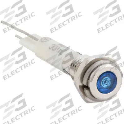 APPROVED VENDOR Flush Panel Light: 6 mm Panel Mounting Hole Dia, LED, Blue, Flush Head - LED Indicator Pilot Lights