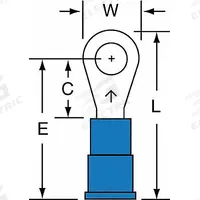 3M Ring Terminal: Blue, Vinyl Insulation, #8 Stud Size, 16 AWG to 14 AWG Wire Sizes, 1,000 V (MPN MV14-8R/LK). Key specifications — attr1308027: 3M.