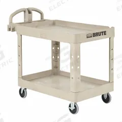 RUBBERMAID COMMERCIAL PRODUCTS Utility Cart: 500 lb, 2 Shelves, 36 in L x 25 in W Self, Beige (MPN FG452088BEIG). Key specifications — Shelf Color: Beige; Brand: RUBBERMAID COMMERCIAL PRODUCTS; Caster/Wheel Configuration: (2) Swivel.