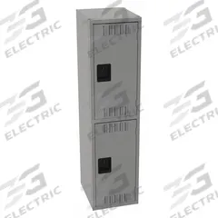 TENNSCO Wardrobe Locker: 15 in x 18 in x 60 in, Louvered, 2 Tiers, 1 Units Wide, Padlock Hasp, Steel (MPN DTS-151830-AMG). Key specifications — Brand: TENNSCO; Locker Color: Medium Gray; Door Type: Louvered; Locker Material: Steel; Assembled: Assembled; Number Plate Included: Yes.