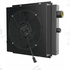 AKG Forced Air Oil Cooler: 30 hp Heat Removed, 80 gpm Max. Flow, 250 psi Max. Pressure, 24V DC (MPN DCSB20-24-3). Key specifications — attr96059: SAE #20; attr96056: IP 68; attr96057: 24V DC; attr98919: AKG.