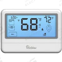 ROBERTSHAW Digital WiFi Wall Thermostat,Programmabl: Heat and Cool, White, Touch Screen, Auto-On-Off (MPN RS10420T). Key specifications — Application: Heat and Cool; Housing Color: White; Programming Capability: Fully Customizable; Terminal Designations: Rh; Smart Capabilities: Voice Enabled; Humidification Control: No; Brand: ROBERTSHAW; Control Type: Touch Screen.