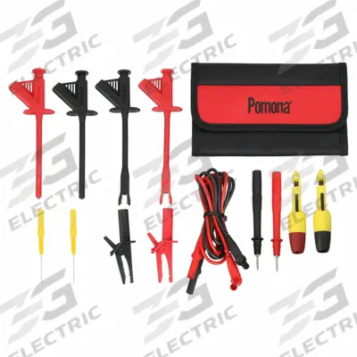 POMONA Test Lead Kit: CAT II 300V/CAT III 1000V, Alligator Clip/Std Probe, 1,000 V Max Volt - Test Lead Kits