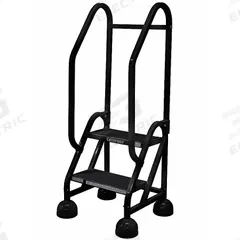 COTTERMAN Rolling Ladder: 1.5 ft Platform Ht, Partially Assembled, Steel, Wt-Actuated Auto-Lock (MPN ST-201 A2 C7 P5). Key specifications — Includes Handrails: Handrails Included; Material: Steel; Brand: COTTERMAN; Color: Black.
