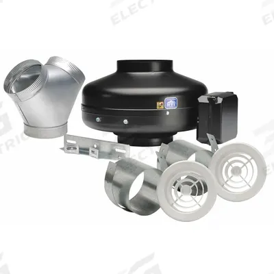 SOLER & PALAU In-Line Duct Fan: 402 cfm Max., 8 in Duct, 130 W, 120V AC, 1 Ph, IP44 - General Purpose Inline Duct Fan Kits