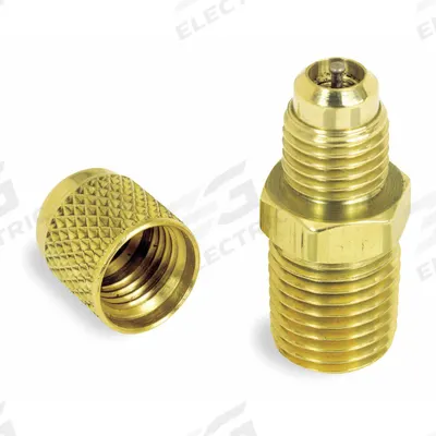 JB INDUSTRIES Access Valve: Access 1/4 in Male SAE, Line 1/4 in NPT Male, 1 3/8 in Lg - Single-Connection Access Valves