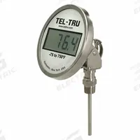 TEL-TRU Digital Thermometer: 2.5 in Stem Lg, -75°F to 750°F, ±0.5°F/0.3°C, 1/2 in Thread Size, NPT (MPN ND5AB09111-P22026). Key specifications — Thread Type: NPT; Brand: TEL-TRU; Accuracy: ±0.5 °F/0.3 °C.