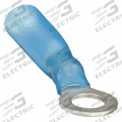 GRAINGER Ring Terminal: Blue, Heat Shrink Insulation, 1/4 in Stud Size, 16 AWG to 14 AWG Wire Sizes (MPN 4FRF5). Key specifications — Brand: GRAINGER.