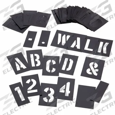 C.H. HANSON Stencil Set: 0 to 9/Ampersand (&)/A to Z/Dash (-)/Dollar Sign ($)/Period (.) - Plastic Interlocking Stencil Sets