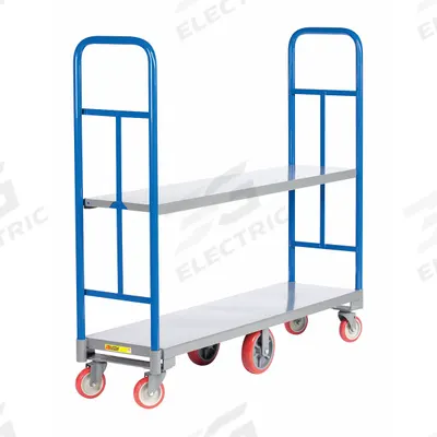 LITTLE GIANT Platform Truck: 2,000 lb, 48 in L x 16 in W x 10 in H Deck, Solid, 12 ga Deck - Tall-Handle Platform Trucks for Confined Spaces
