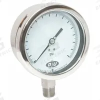 DURO Industrial Pressure Gauge: 0 psi to 600 psi, White, 4 1/2 in Dial, 1/2 in NPT Male, Bottom, 20 (MPN 4207-1133-CERT). Key specifications — Brand: DURO; Pointer Color: Black; Accuracy: ±0.5%; Dial Color: White; Gauge Wetted Parts: Stainless Steel; Case Material: Stainless Steel; Vibration Resistance Properties: None; Pressure Range: 0 psi to 600 psi.