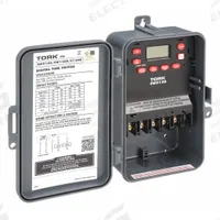 TORK Electronic Timer: 7 day, Astronomic, 120-277V AC, SPDT, Digital (MPN EWZ120). Key specifications — Body Material: Plastic; Indoor/Outdoor Usage: Outdoor; Astronomic Functionality: Astronomic; Mounting Style: Surface; Brand: TORK.