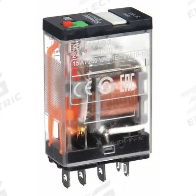 SCHNEIDER General Purpose Relay: Socket Mounted, 15 A Current Rating, 24V AC, SPDT - Socket-Mounted Relays