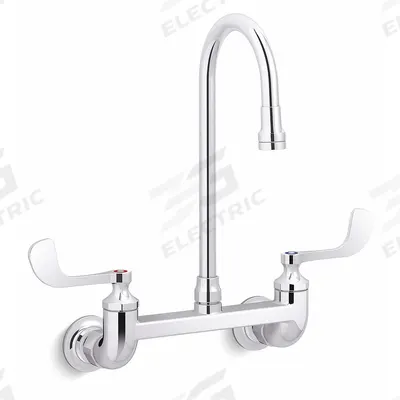 KOHLER Gooseneck Service Sink Faucet: Wall, Widespread, Brass, Polished Chrome - Widespread Utility Faucets