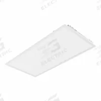 SYLVANIA Lumen and CCT Selectable LED Panel: 4 ft Lg, 2 ft Wd, 5,625 lm_6,250 lm_6,875 lm, 55 W (MPN PANELF4BS055UNVD8SC724GWHM 4/CS 1/SKU). Key specifications — attr1261884: 120V AC; attr1261878: SYLVANIA; attr1261883: 4 Lamp 32WT8; attr1261870: 5000K; attr1261880: Yes.