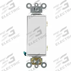 LEVITON Wall Switch: Rocker Switch, Double Pole, Maintained, White, 120/277V AC, 20 A (MPN 5622-2W). Key specifications — Illuminated: No; Voltage Rating: 120/277V AC.