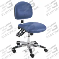 Ergonomic Chair: Vinyl, Armless, Ht Range 17 in to 22 in, 19 in Seat Wd, 17 in Seat Dp, 5 Casters (MPN LAS-DCR-TLC-WW-BLUE). Key specifications — Foot Support: No; Back Tilt Backward: 80°; Back Tilt Forward: 105°; Base Material: Aluminum; Brand: BENCHPRO; Product Type: Cleanroom Ergonomic Chair; Cleanroom Class: ISO 5; ESD-Safe: Not ESD Safe.