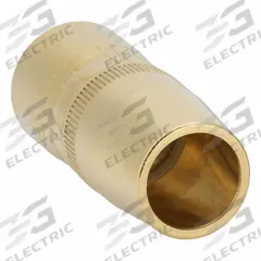 BERNARD Nozzle: Large Centerfire, 3/4 in, Straight, 1/4 in Recess, Brass (MPN N-3414B). Key specifications — Insulation Type: Self-Insulated; Duty Rating: Heavy Duty; Nozzle to Tip Relationship: 1/4 in Recess; For Contact Tip Series: Centerfire; Manufacturer Part Number: N-3414B; Brand: BERNARD.