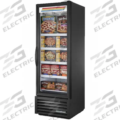 TRUE REFRIGERATION Freezer Merchandiser: 79 in x 27 in x 30 3/8 in, Black, Swing, 4 Shelves - Freezer Glass Door Merchandisers