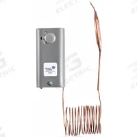 JOHNSON CONTROLS Remote Bulb thermostat: 50° to 130°F, Steel, Adj, 3.5° to 14°F, 120 to 277V AC Volt (MPN A19ABC-4C). Key specifications — Switch Type/Action: SPDT, Open/Close on Rise; Temperature Control Range: 50° to 130°F; Temperature Differential: 3.5° to 14°F; Voltage: 120 to 277V AC; Capillary Length/Bulb Diameter: 8 ft Capillary, 5 in x 3/8 in Bulb; Brand: JOHNSON CONTROLS; Differential Type: Adjustable; Enclosure Material: Steel.