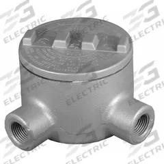 Conduit Outlet Body: Iron, GR, 1 1/4 in Trade Size, L Body, 31 cu in Body Capacity (MPN GRL125). Key specifications — Series: For Standard Body; Compatible Conduit Trade Size: 1-1/4 in; Thread Gender: Female; Hub Style: Threaded; Cover Included: Yes; Body Style: L; Connection Type: Threaded; Back Type: Round.