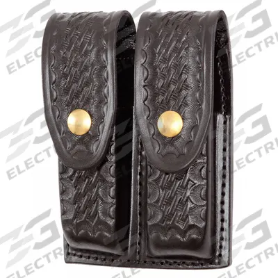 GOULD & GOODRICH, INC. Magazine Pouch: Black, Leather, Basket Weave - Duty Equipment Pouches