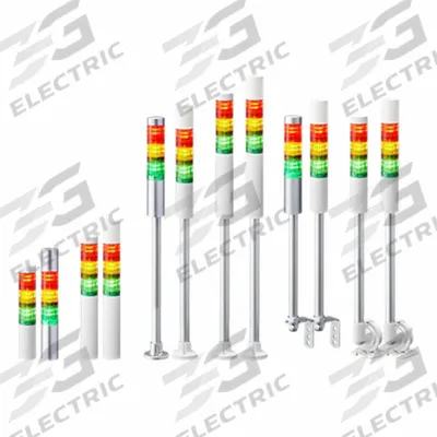 PATLITE Tower Light Assembly: 3 Tier, Sounder Tier Included, IP54, Amber/Green/Red - Three-Tier Tower Light Assemblies