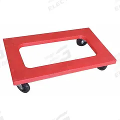 APPROVED VENDOR General Purpose Dolly: 1,200 lb, Red, 30 in L x 18 in W x 7 in H Deck, (4) Swivel (MPN 35YM01). Key specifications — Brand: APPROVED VENDOR; Color: Red; Caster/Wheel Configuration: (4) Swivel; Lip Type: Flush; With Tow Eye: No.