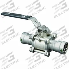 VIEGA MEGAPRESS Manual Two-Way Ball Valve: 1 1/4 in, Stainless Steel, Straight Valve Body, PTFE, FKM (MPN 28503). Key specifications — Brand: VIEGA MEGAPRESS; Handle: Locking Lever.