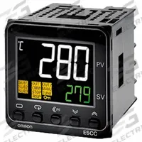 OMRON Temperature Controller: E5CC, 1/16 DIN Size, Linear/RTD/Thermocouple, 100 to 240V AC, 700°C (MPN E5CC-RX3A5M-000). Key specifications — Brand: OMRON; Alarms: (3) Relays; Control Mode: On/Off Action; Current: 7 mA; Display Type: Digital; Input Voltage: 100 to 240V AC; Output: Relay; Product Type: Temperature Controller.