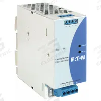 EATON DC Power Supply: DIN Rail, 120 W Output Power - Rated, 5 A Current - Output, Three Phase (MPN PSG120F24RM). Key specifications — attr1044898: Three; attr1044874: Aluminum; attr1044879: 400 to 500V AC; attr211400: EATON.