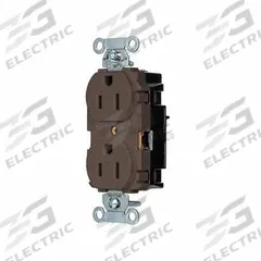 HUBBELL Receptacle: Duplex, 5-15, Brown, 125V AC, 15 A, 2 Pole / 3 Wire (MPN BR15ST)