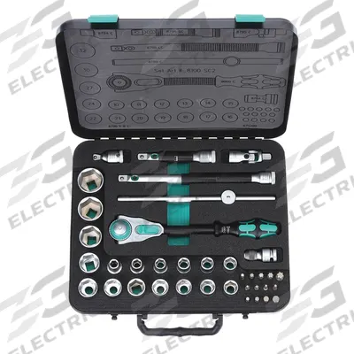 WERA Socket Wrench Set: 1/2 in Drive, 37 Piece, 6-Point, Metric - Metric Socket Sets with Drive Tools