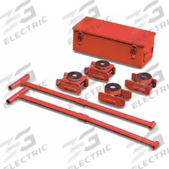 DAYTON Machine Roller Kit: 8,800 lb, 4 in Deck Ht, 3 1/2 in L x 3 1/2 in W, (12) Rollers, Steel, Red (MPN 2MPP9). Key specifications — Top Plate Surface: Rubber Padded; Includes: (4) Skates; Brand: DAYTON; Color: Red.