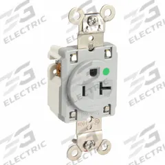 HUBBELL Receptacle: Hospital Grade Fed. Spec., Single, 5-20R, Gray, 125V AC, 20 A, 2 Pole / 3 Wire (MPN HBL8310GY)