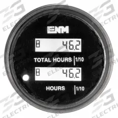 ENM Hour Meter: Hour Meters, Front Panel Mounting, Digital, 85 V AC/DC – 360 V DC, LCD, PT1210G0. Key specifications — Mounting Style: Flush; Bezel Face Shape: Round; NEMA Enclosure Rating: 6; Brand: ENM; Manufacturer Part Number: PT1210G0; Meter Type_Broad: Digital.